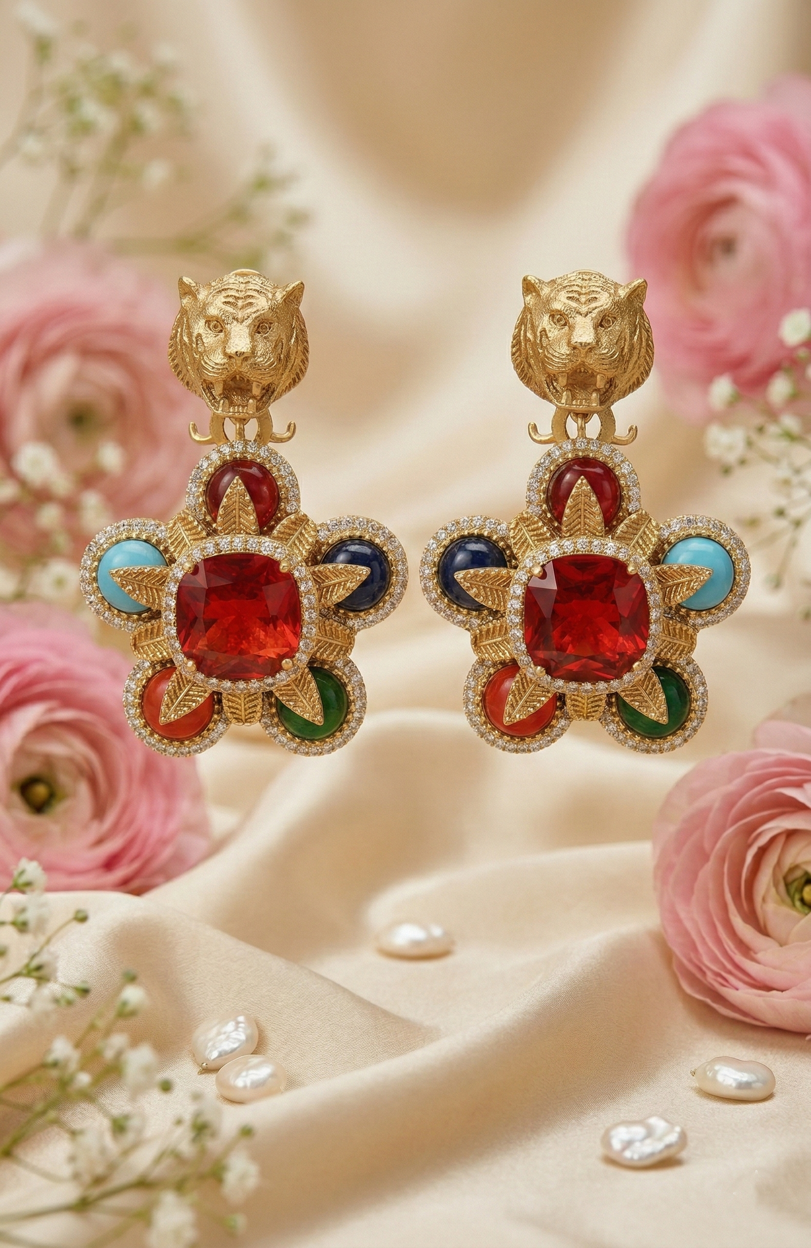 Sabyasachi inspired Royal Tiger Emblem Designer inspired Statement Earrings
