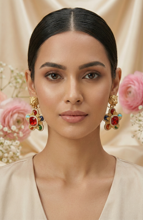 Sabyasachi inspired Royal Tiger Emblem Designer inspired Statement Earrings