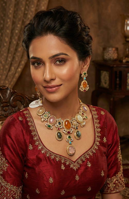 Sabyasachi inspired Multicolour Designer Inspired Statement Necklace Set
