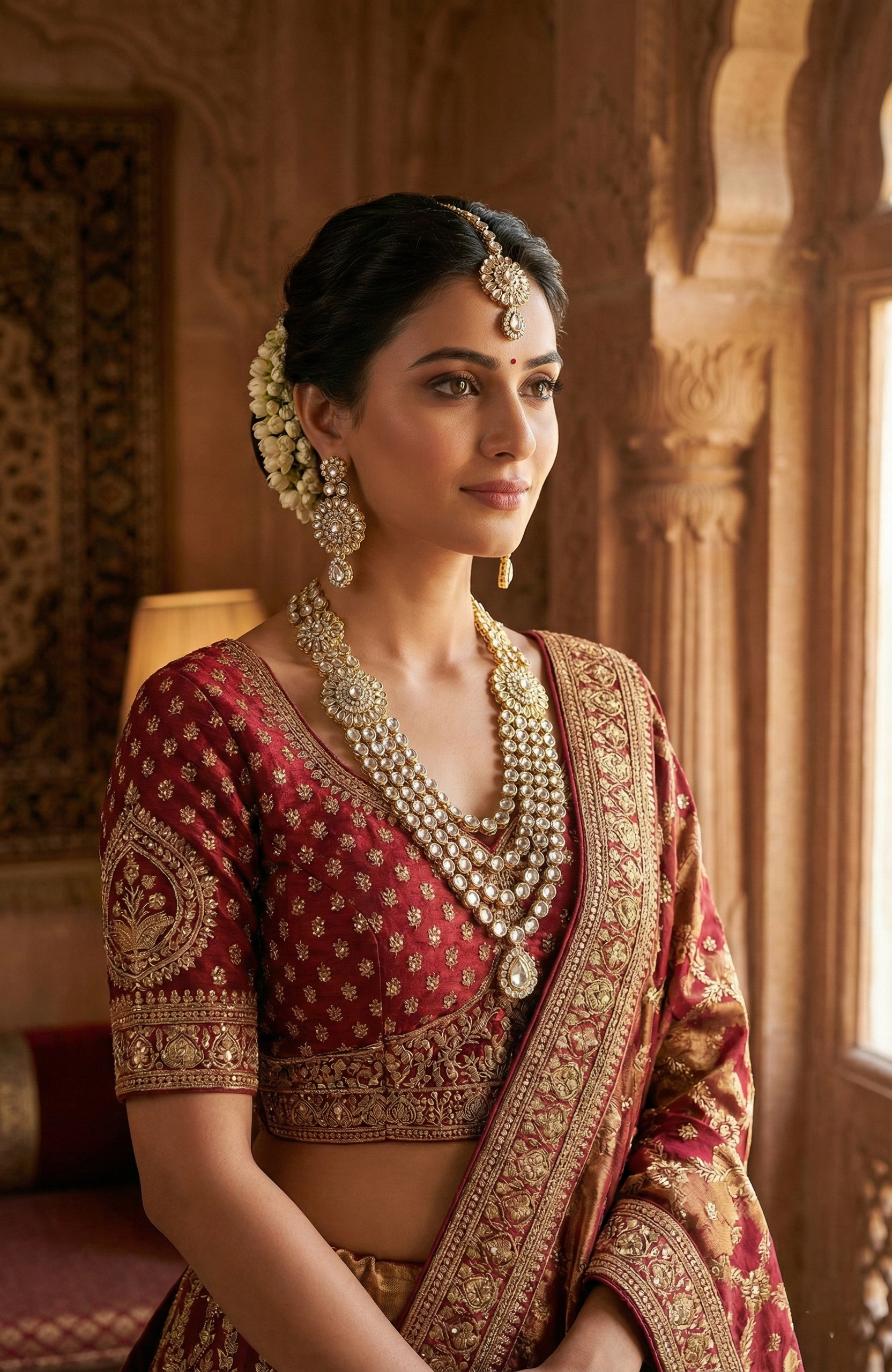 Gold-Tone Clear Stone Bridal Jewellery Set