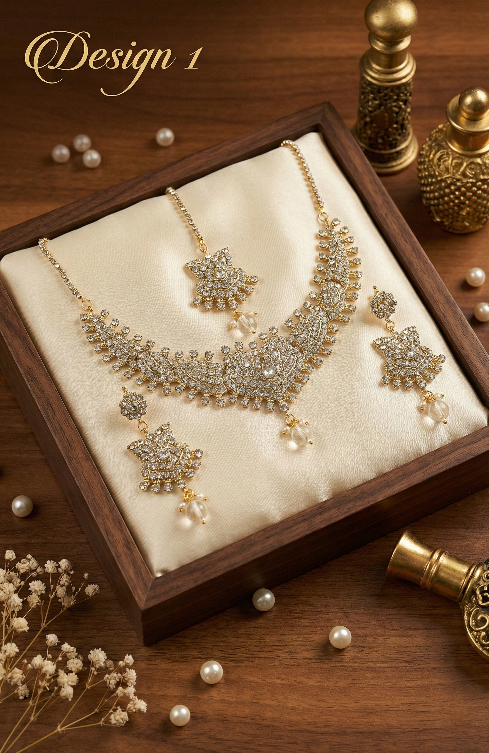 Gold-Tone Crystal Necklace Set