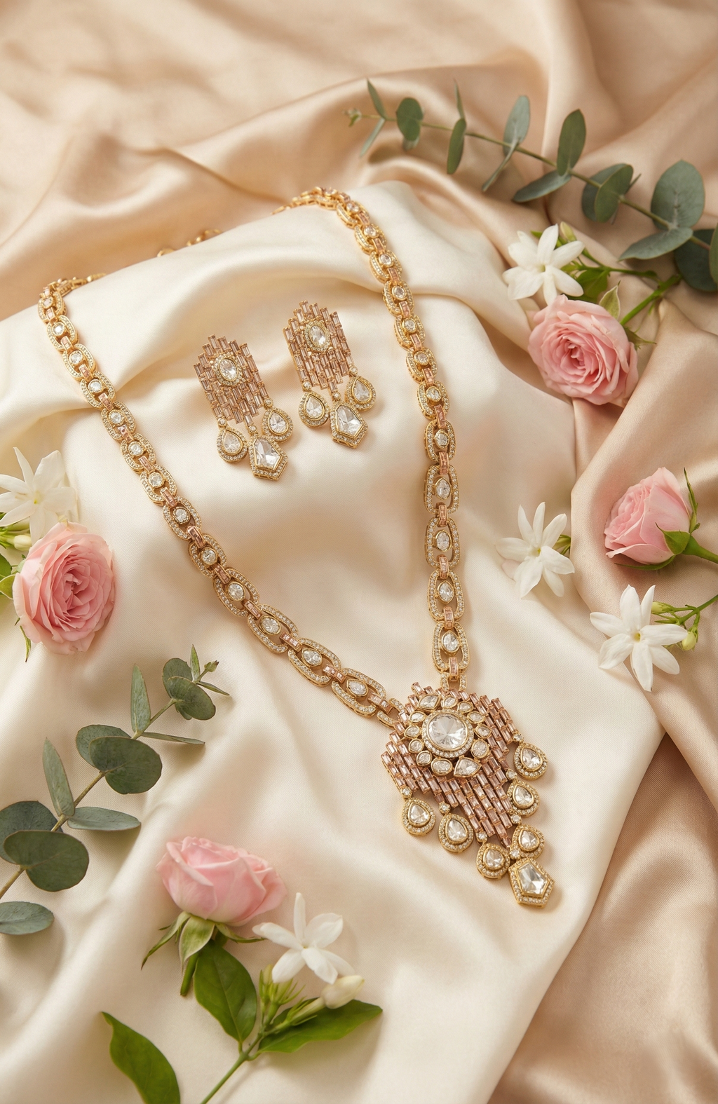 Elegant Rose Gold Statement Necklace Set