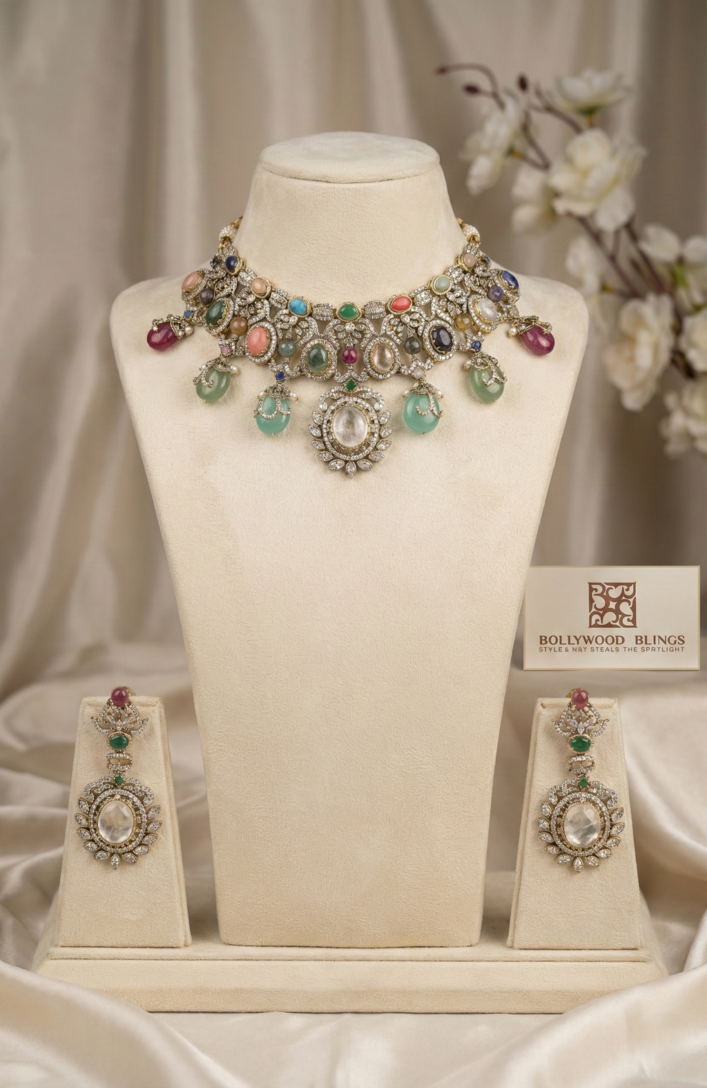 Sabyasachi inspired Pastel Regal Choker Set – Bollywood Blings