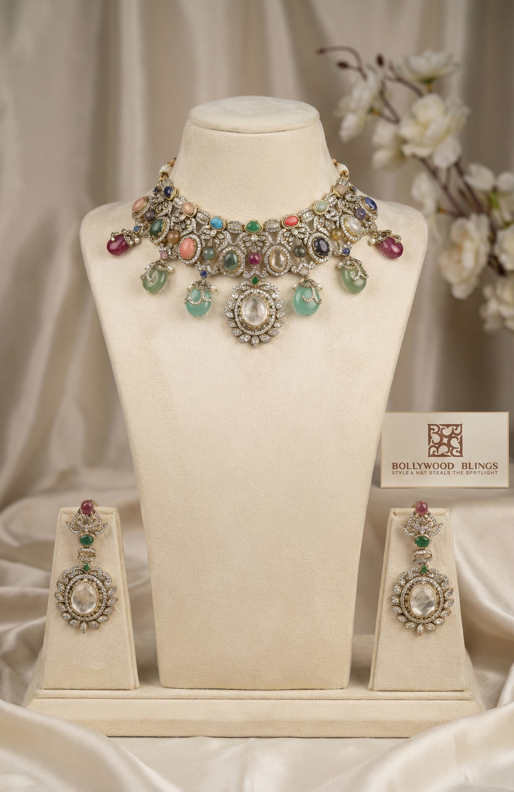 Sabyasachi inspired Pastel Regal Choker Set – Bollywood Blings