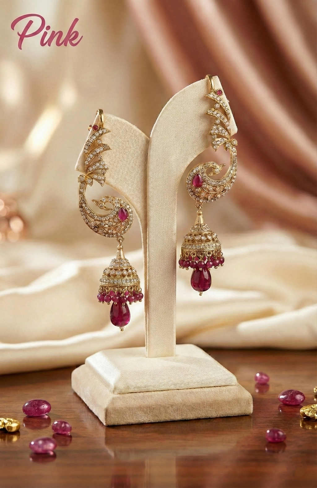 Peacock Kaanphool Jhumka Earrings - Design 2 - in various colours