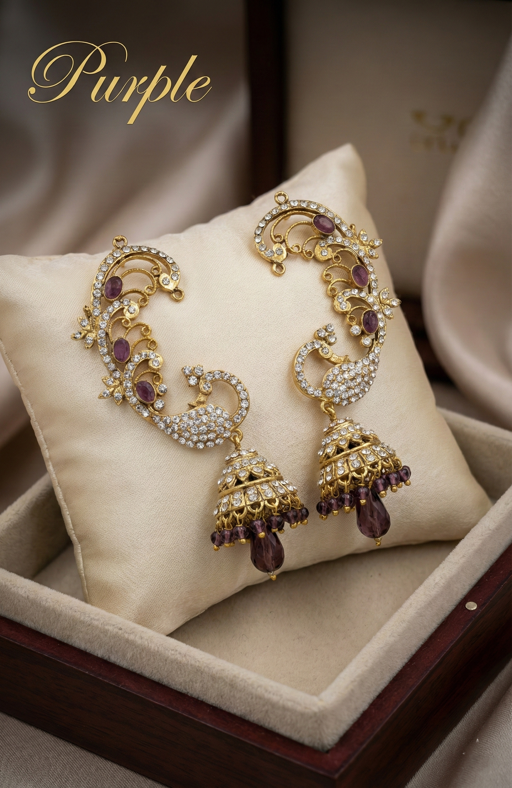 Peacock Kaanphool Jhumka Earrings in various colours