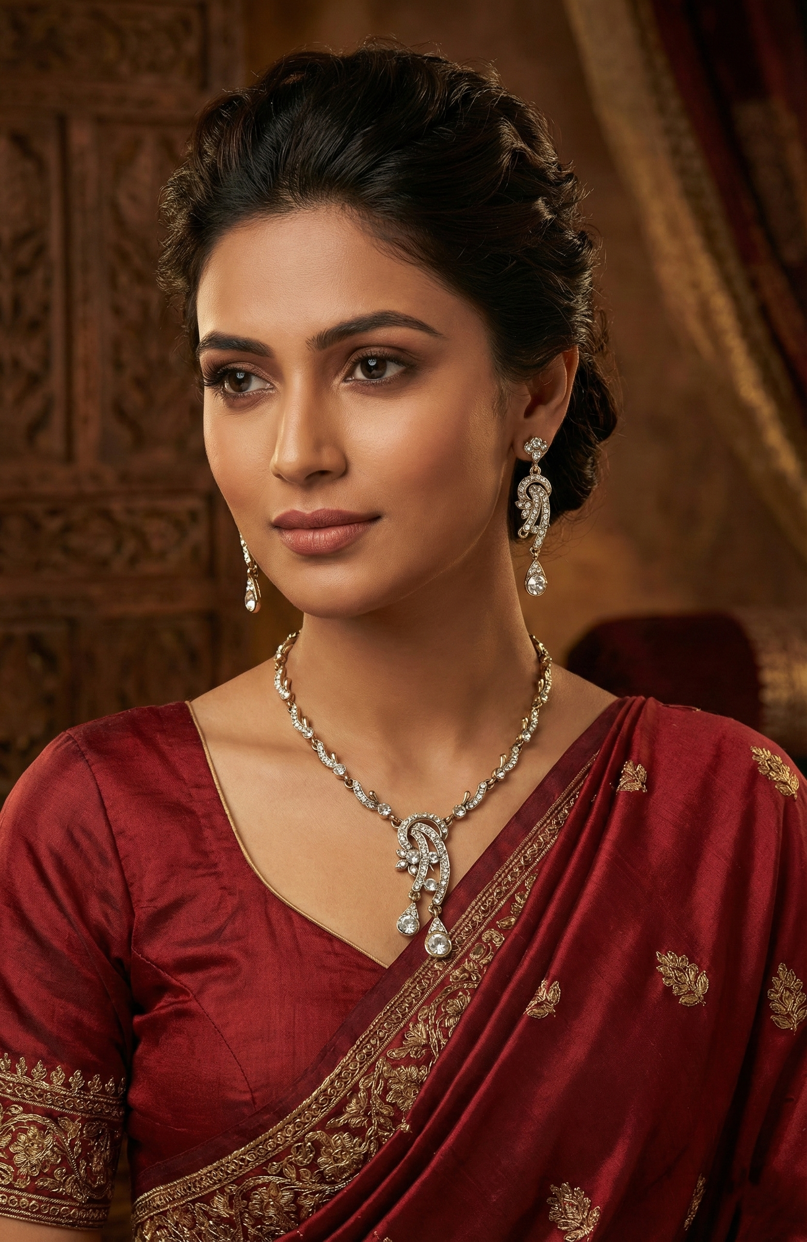 Gold-Tone Crystal Necklace & Earring Set