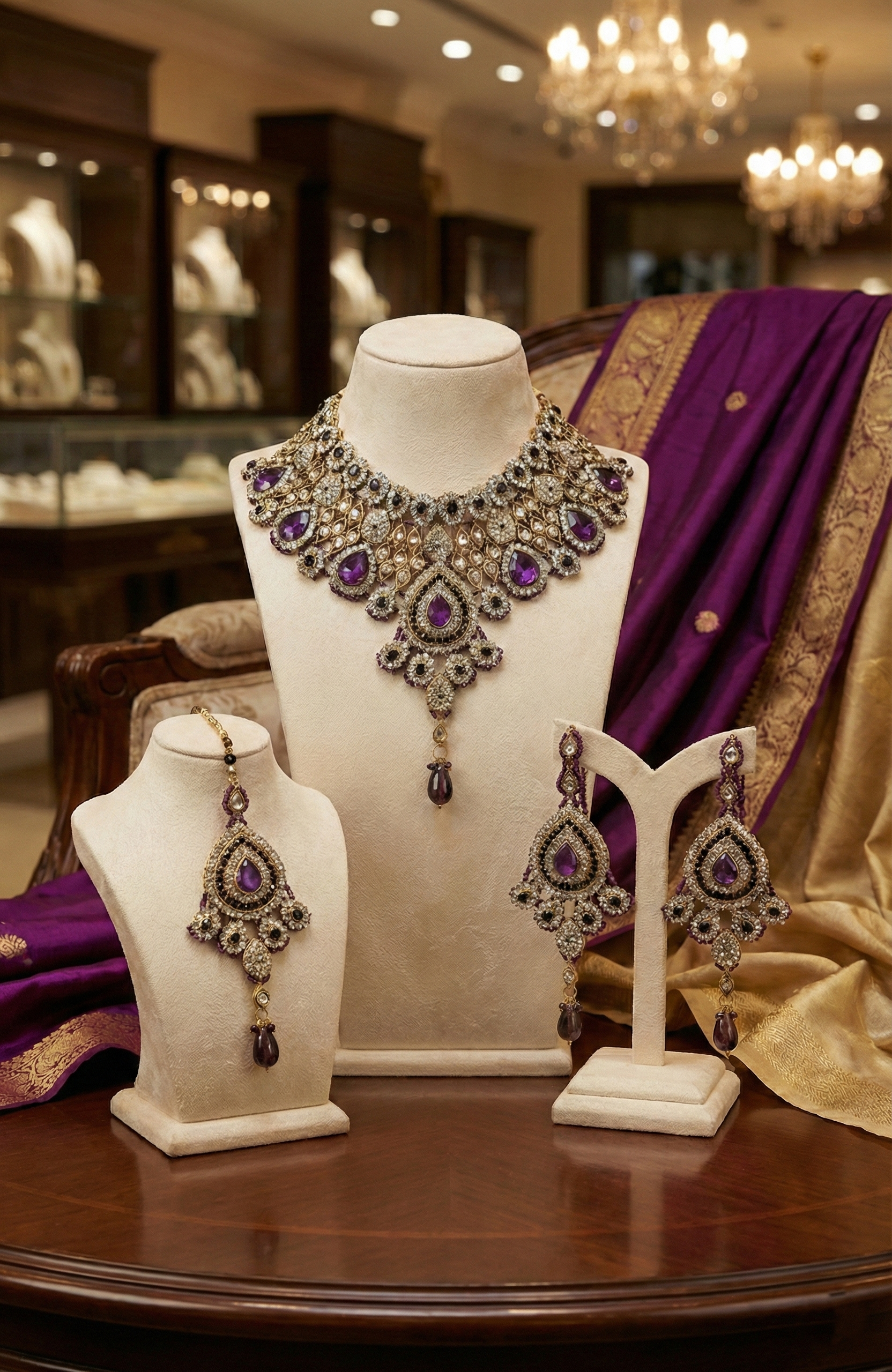 Royal Purple Necklace & Earrings Set