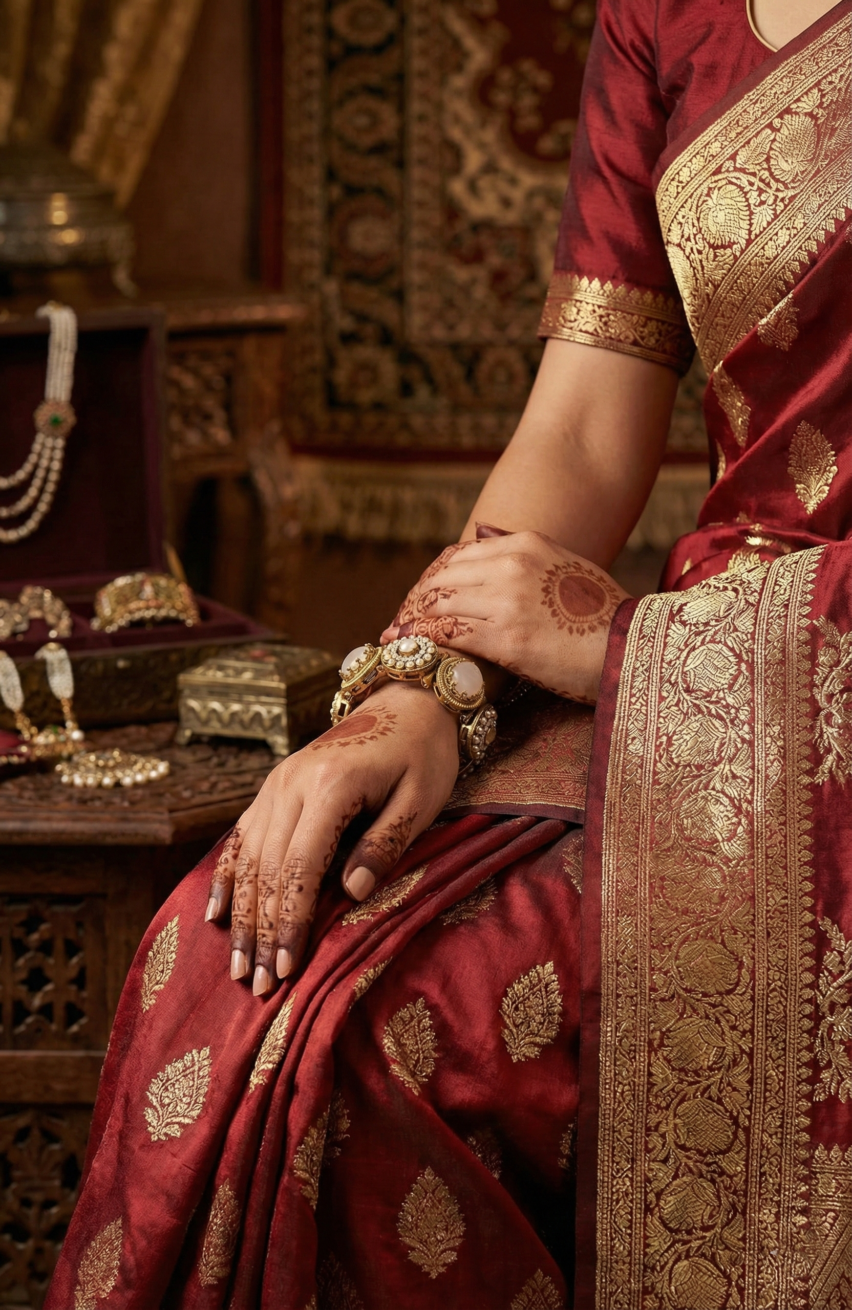 Gold-Tone Blush Pink Stone & Pearl Bracelet