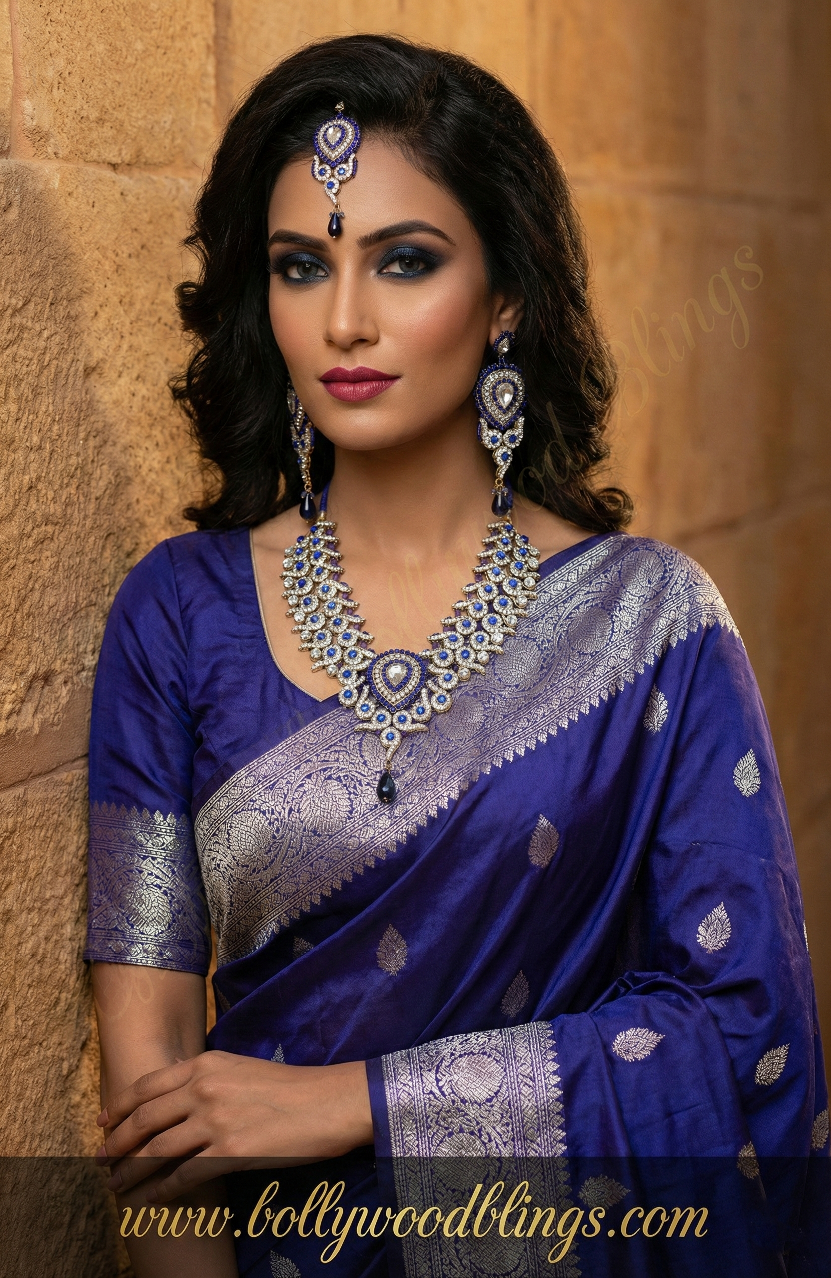 Royal Blue & Gold Necklace Set