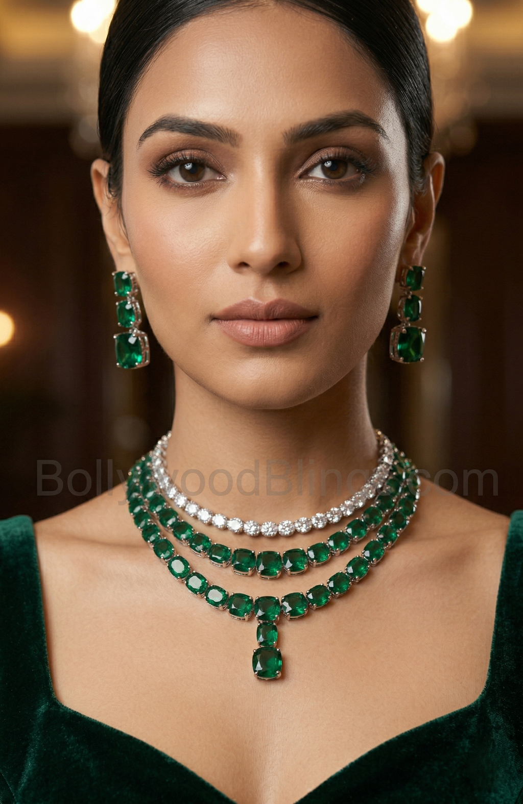 Emerald Luxe Layered Necklace Set