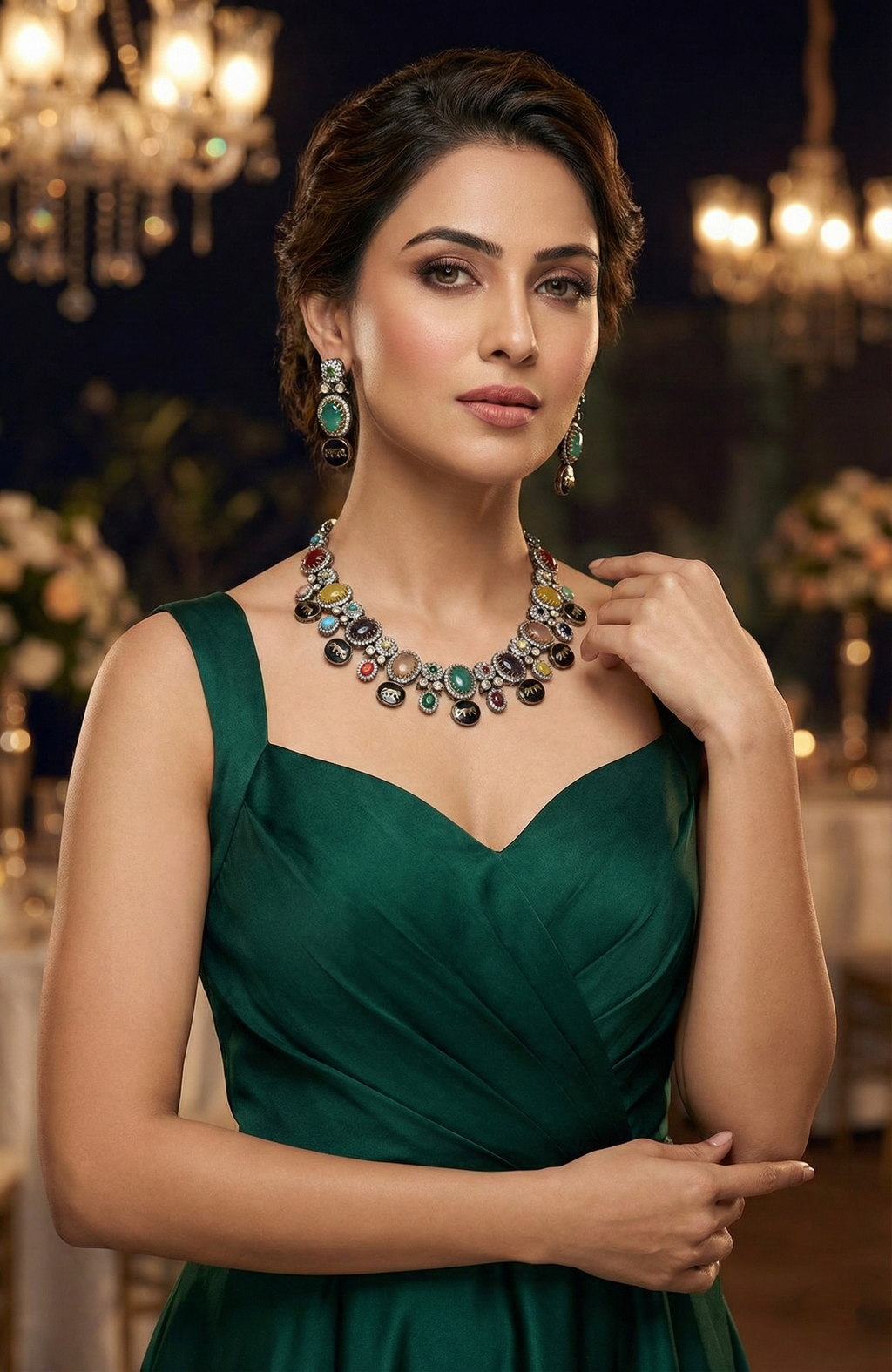 Designer Inspired Heritage Multicolour Statement Necklace Set