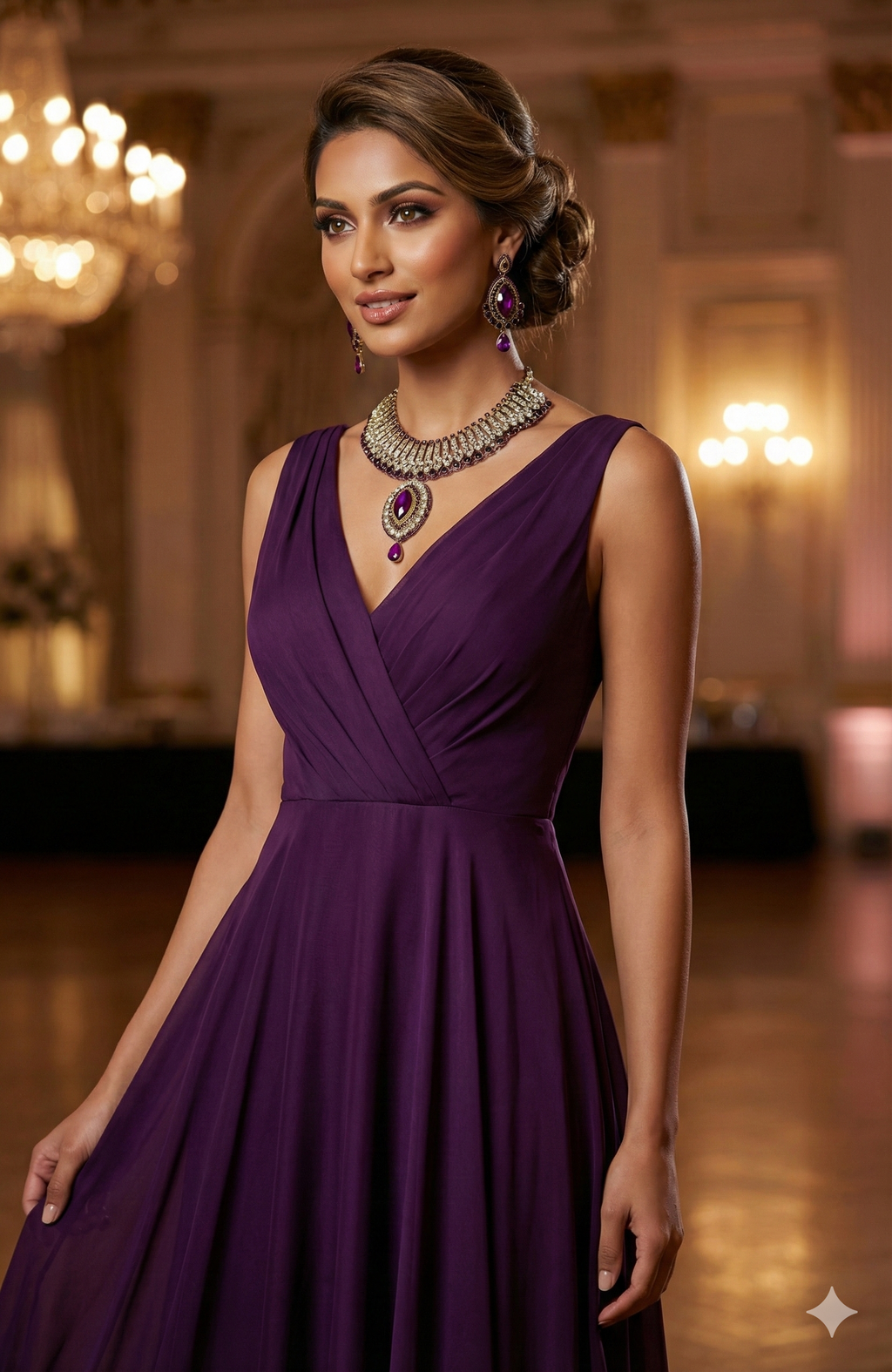 Royal Purple Kundan Necklace Set