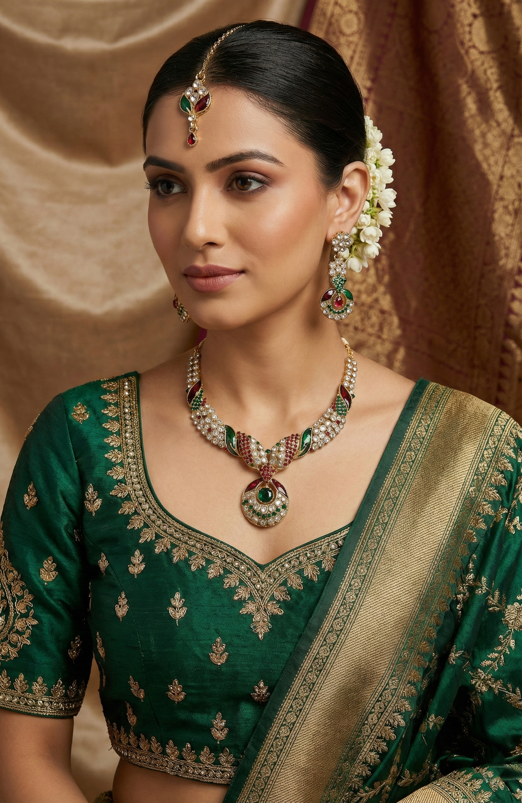 Bollywood Blings Signature Multicolour Stone Necklace Set