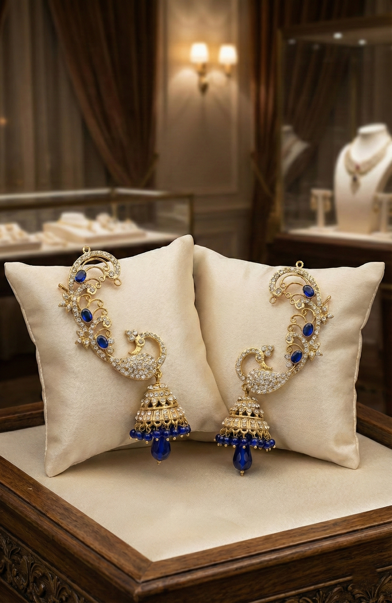 Peacock Kaanphool Jhumka Earrings in various colours