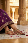Gold-Tone Kundan Anklets with Purple Stone Pendant
