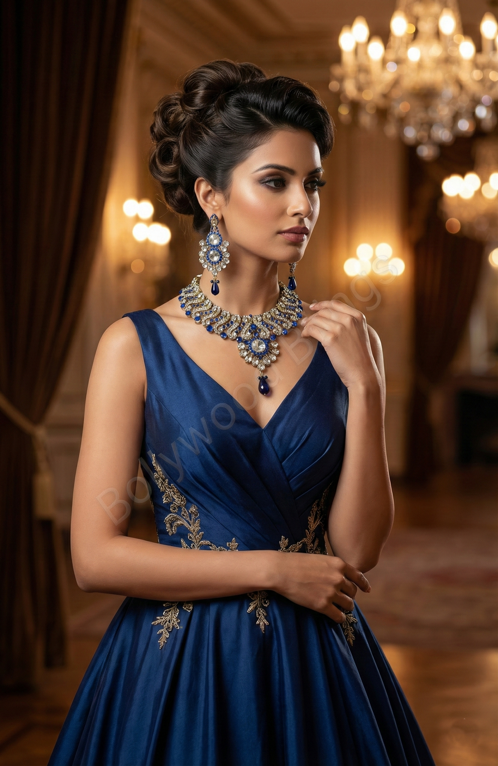 Royal Blue Crystal Choker Set