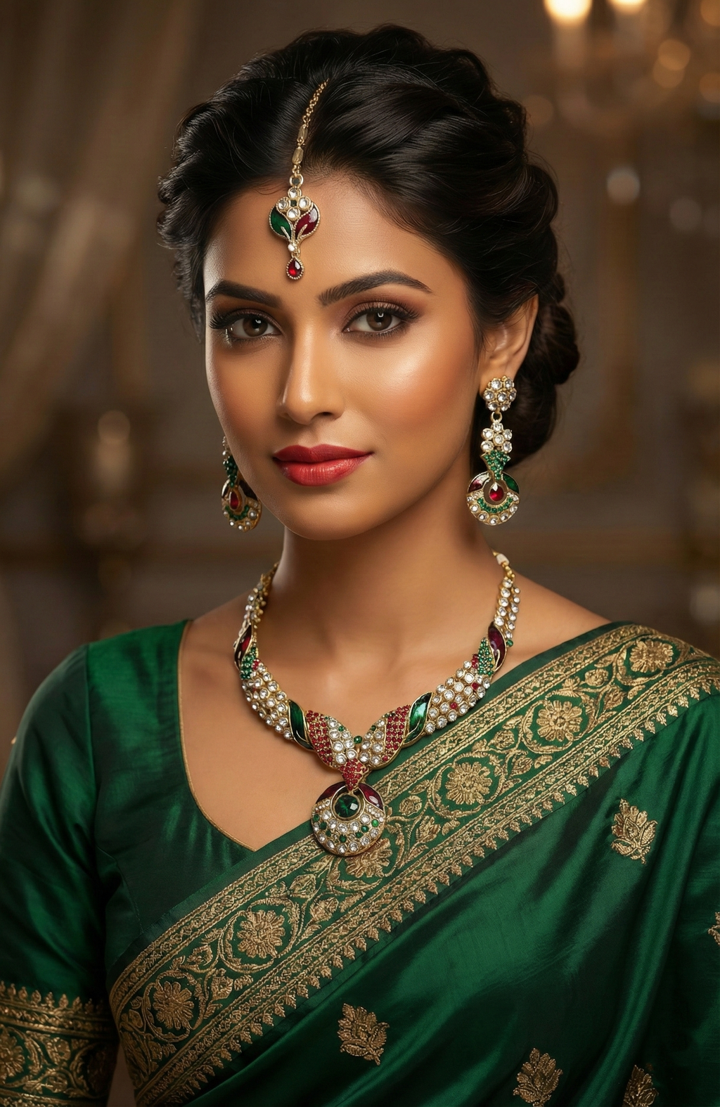 Bollywood Blings Signature Multicolour Stone Necklace Set