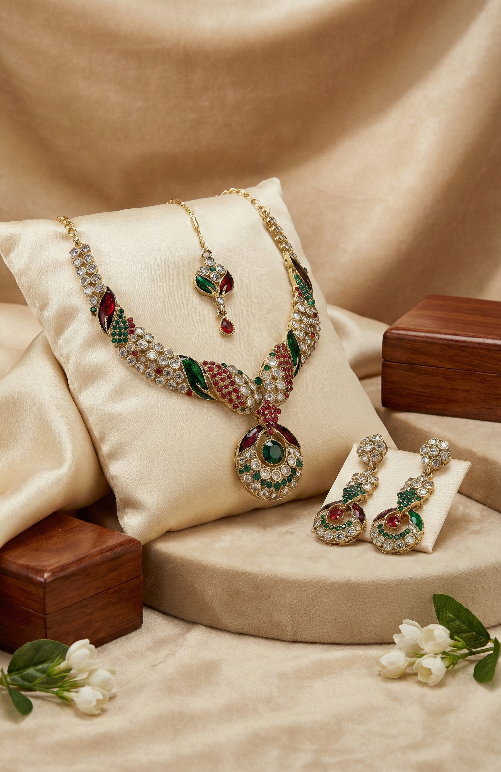 Bollywood Blings Signature Multicolour Stone Necklace Set