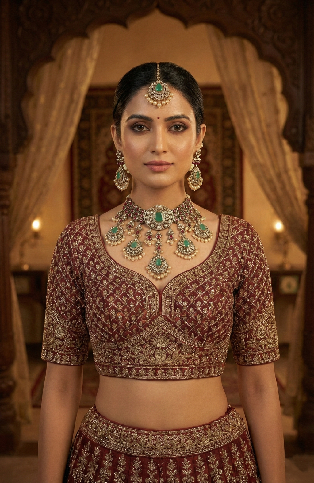 Bollywood Blings Statement Royal Emerald & Ruby Bridal Jewellery Set