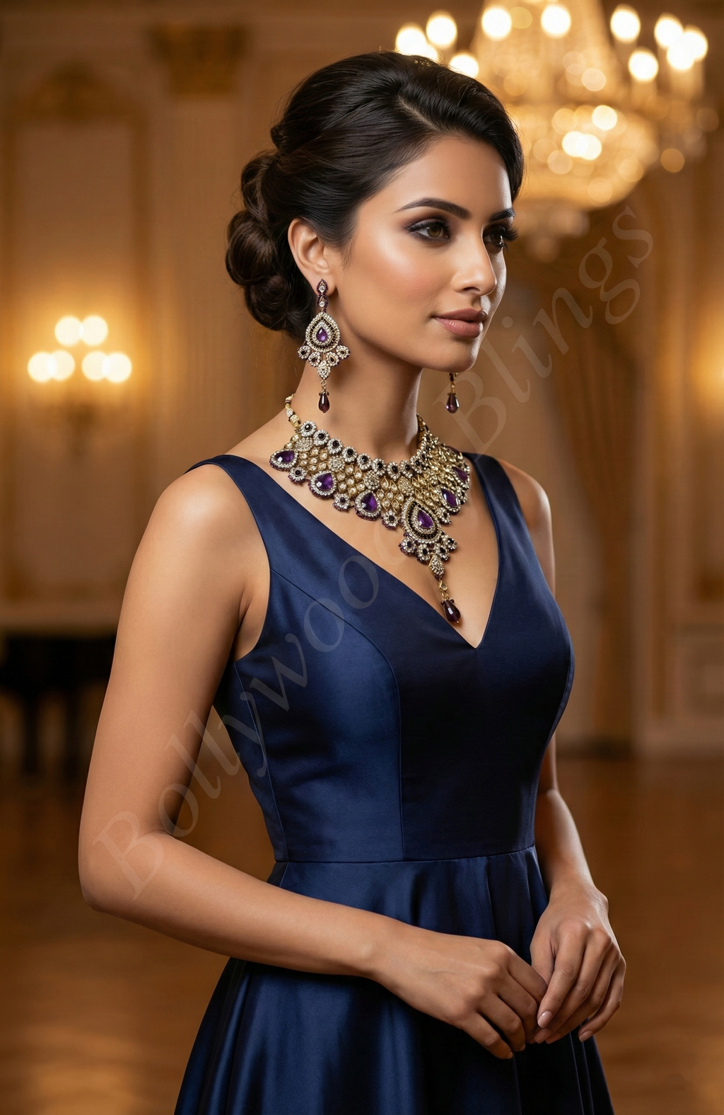 Royal Purple Necklace & Earrings Set