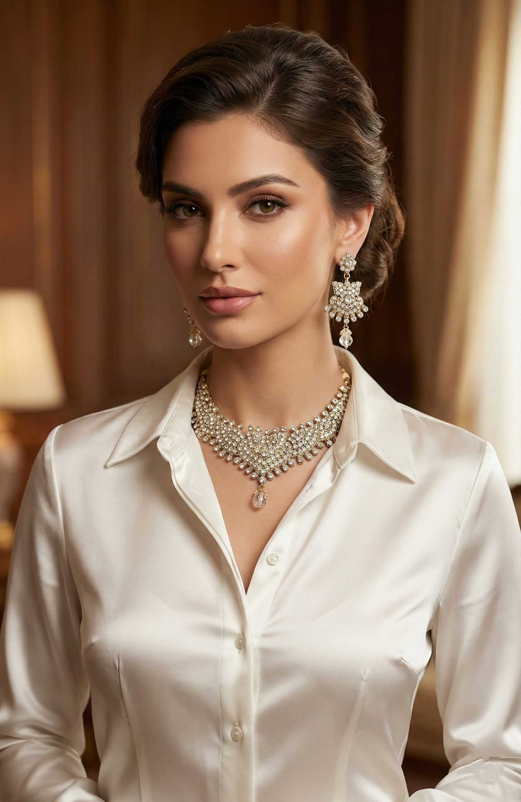 Gold-Tone Crystal Necklace Set