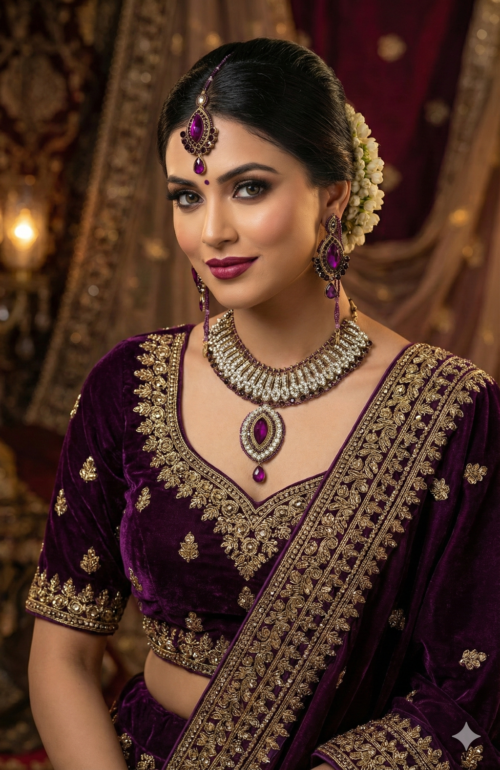 Royal Purple Kundan Necklace Set