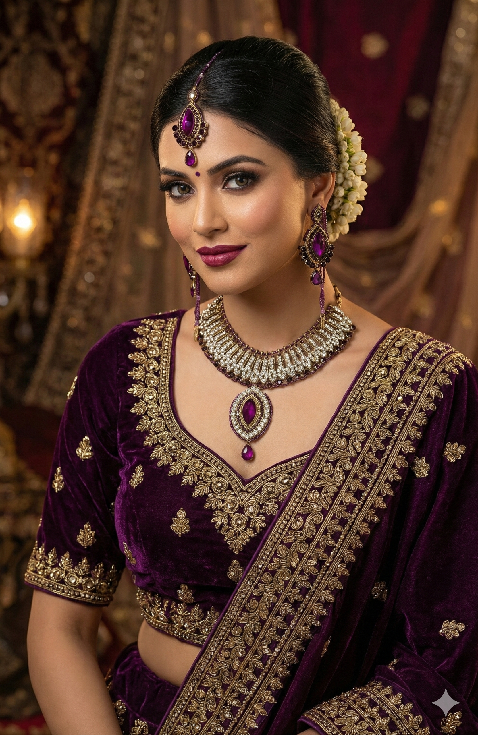 Royal Purple Kundan Necklace Set