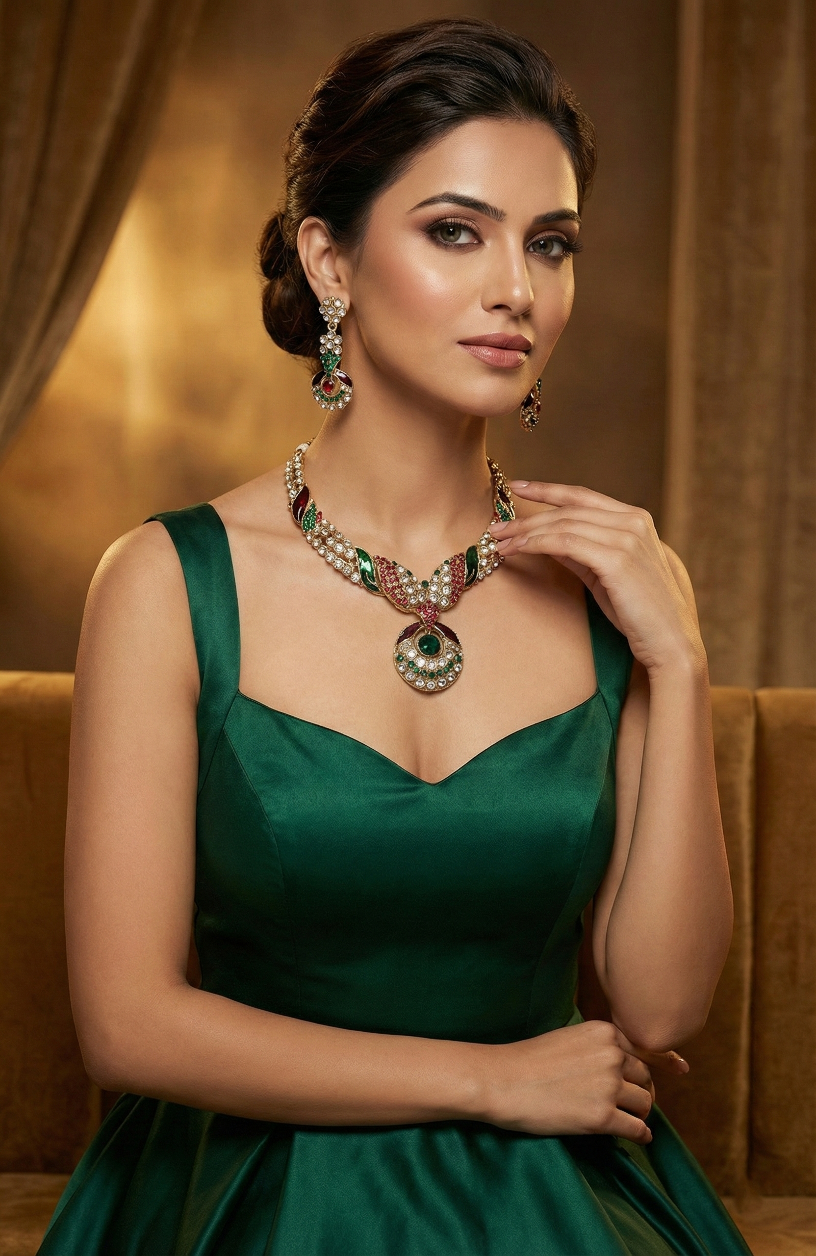 Bollywood Blings Signature Multicolour Stone Necklace Set
