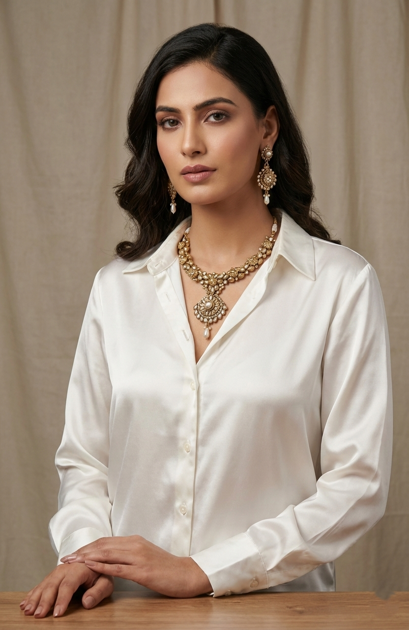 Regal White Pearls Polki Set