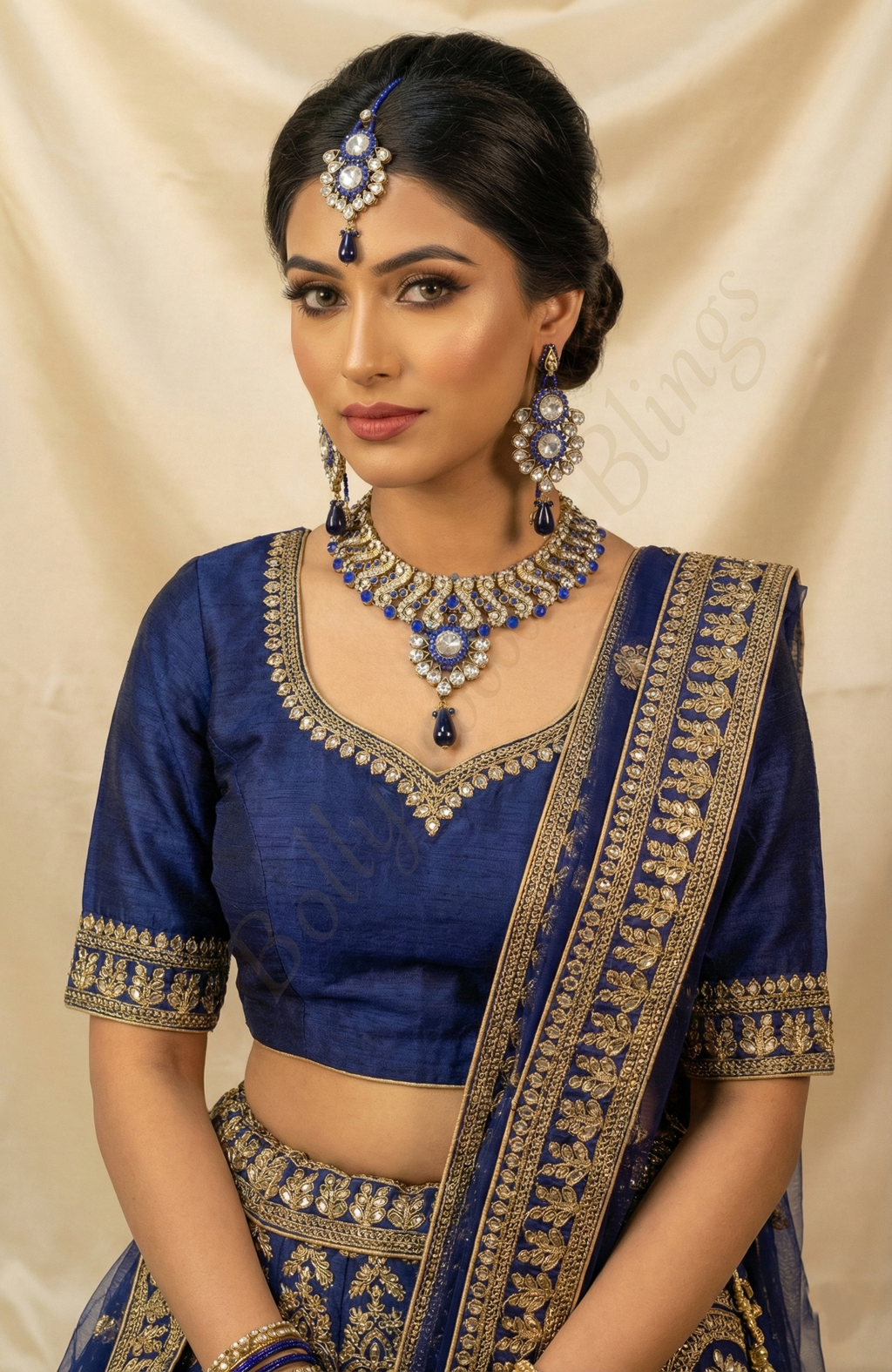 Royal Blue Crystal Choker Set