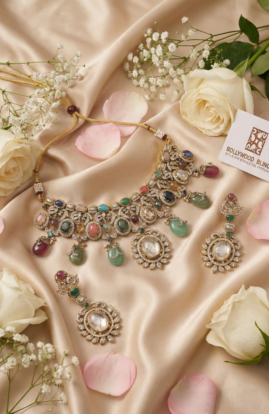Sabyasachi inspired Pastel Regal Choker Set – Bollywood Blings