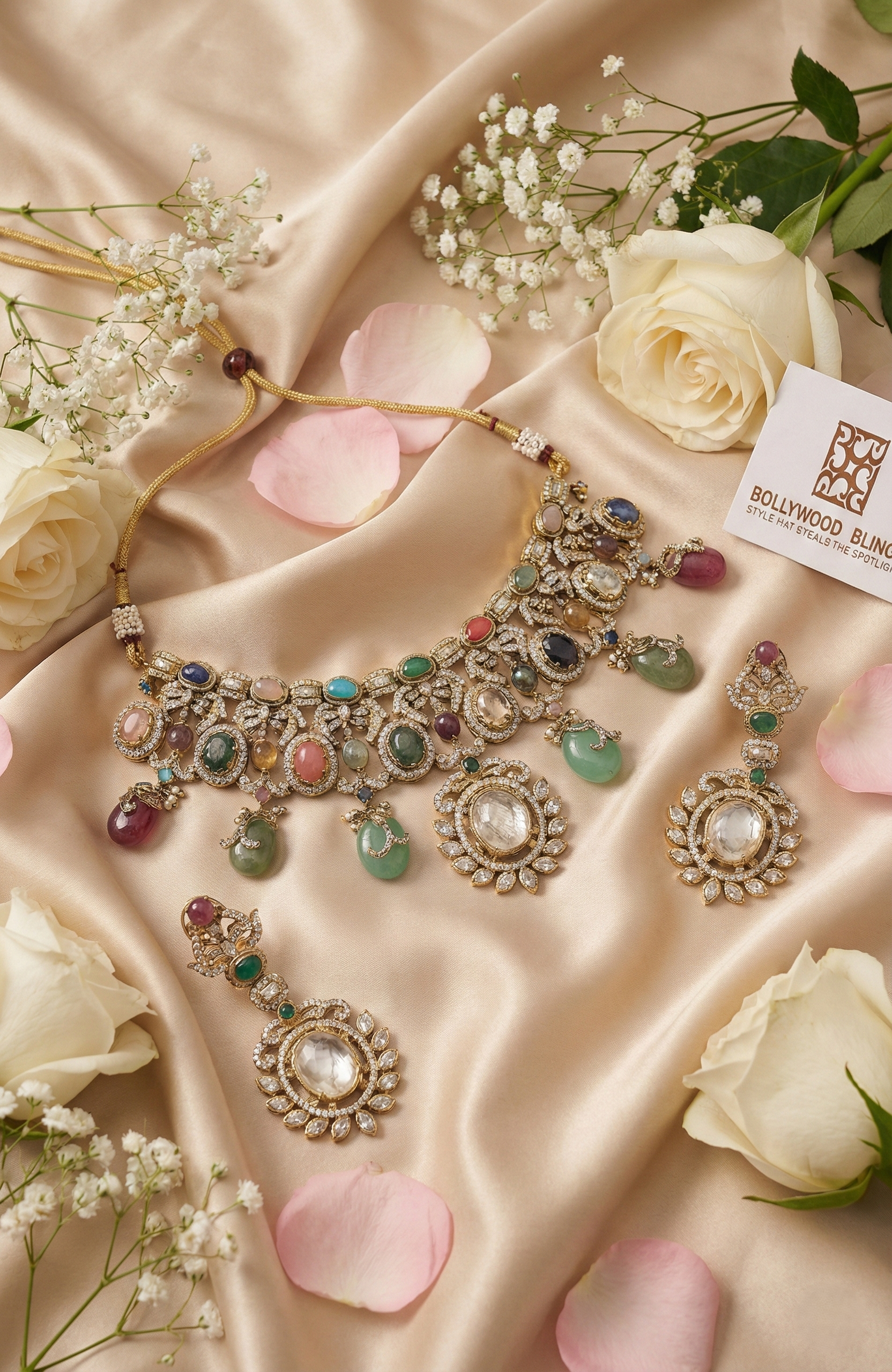 Sabyasachi inspired Pastel Regal Choker Set – Bollywood Blings