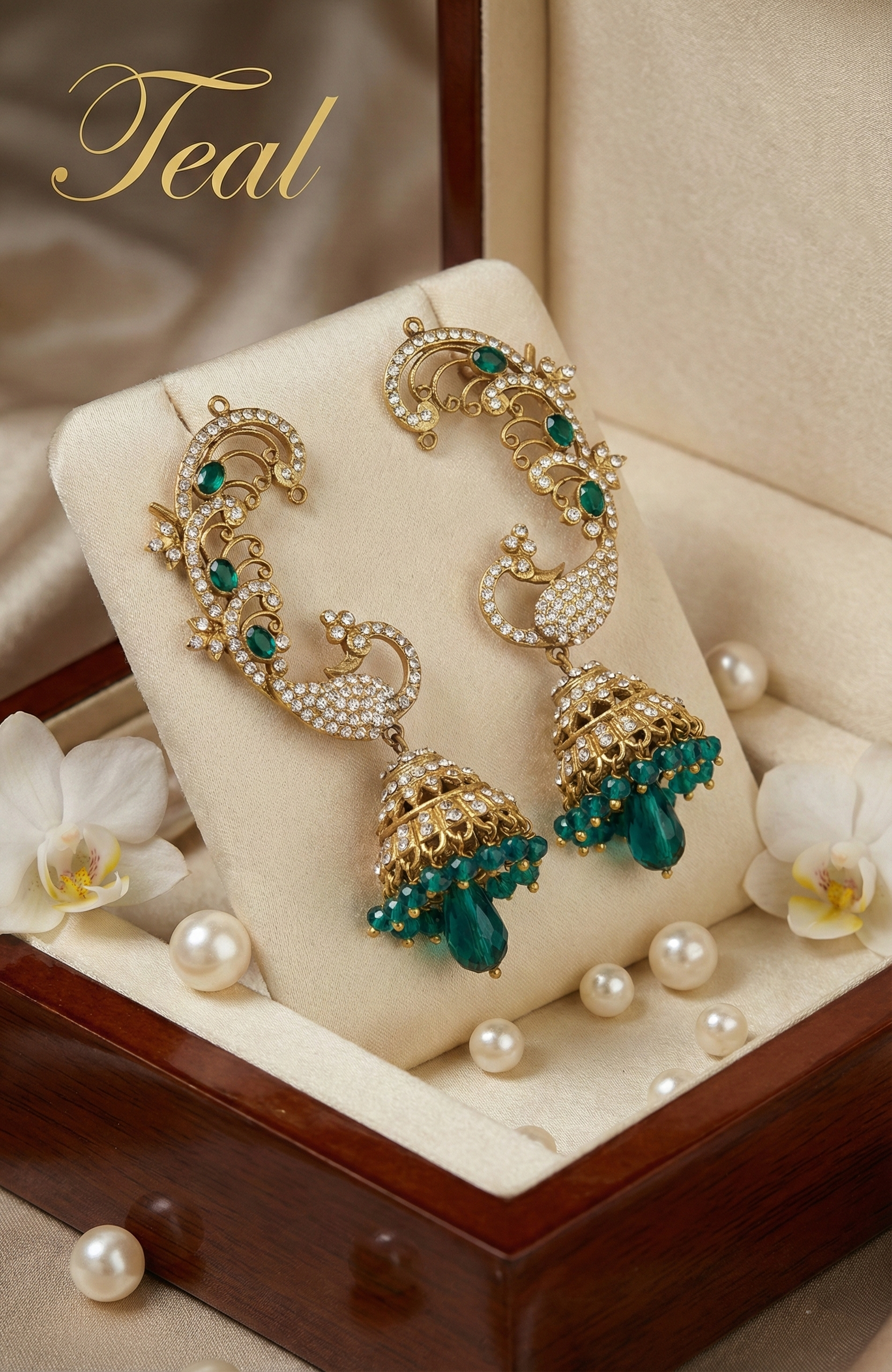 Peacock Kaanphool Jhumka Earrings in various colours