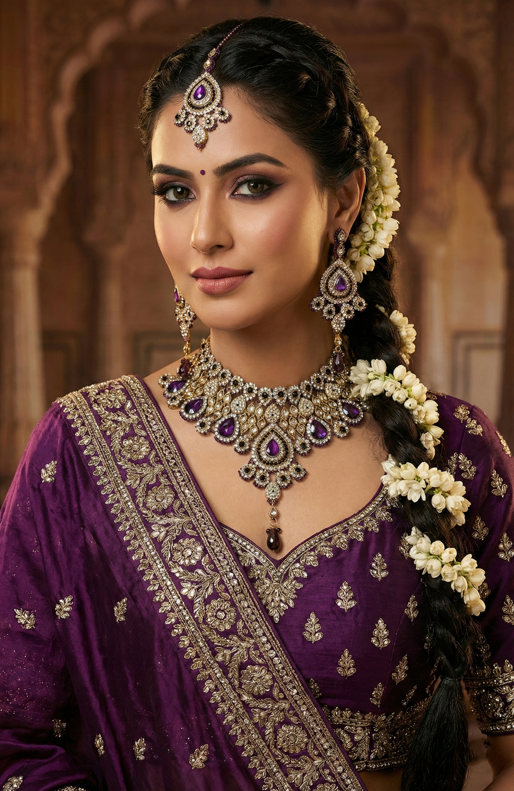 Royal Purple Necklace & Earrings Set