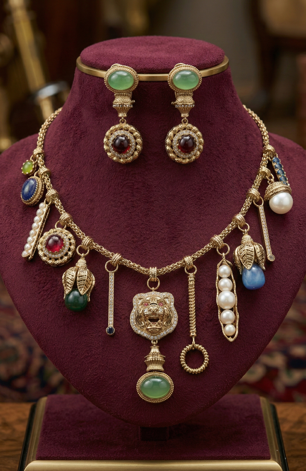 Sabyasachi Replica Statement Charm Necklace & Earring Set – Regal Vintage Inspired