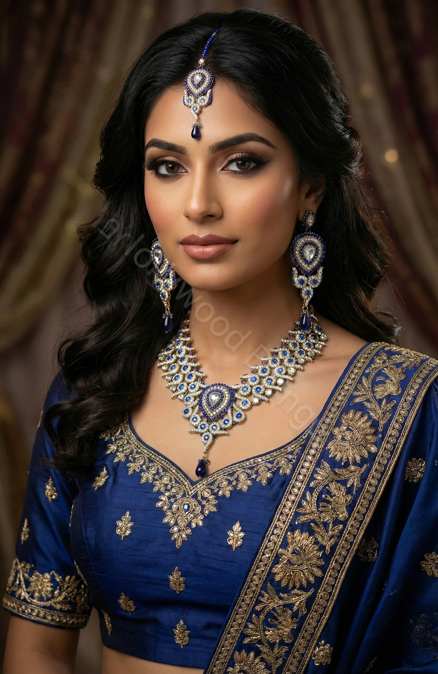 Royal Blue & Gold Necklace Set