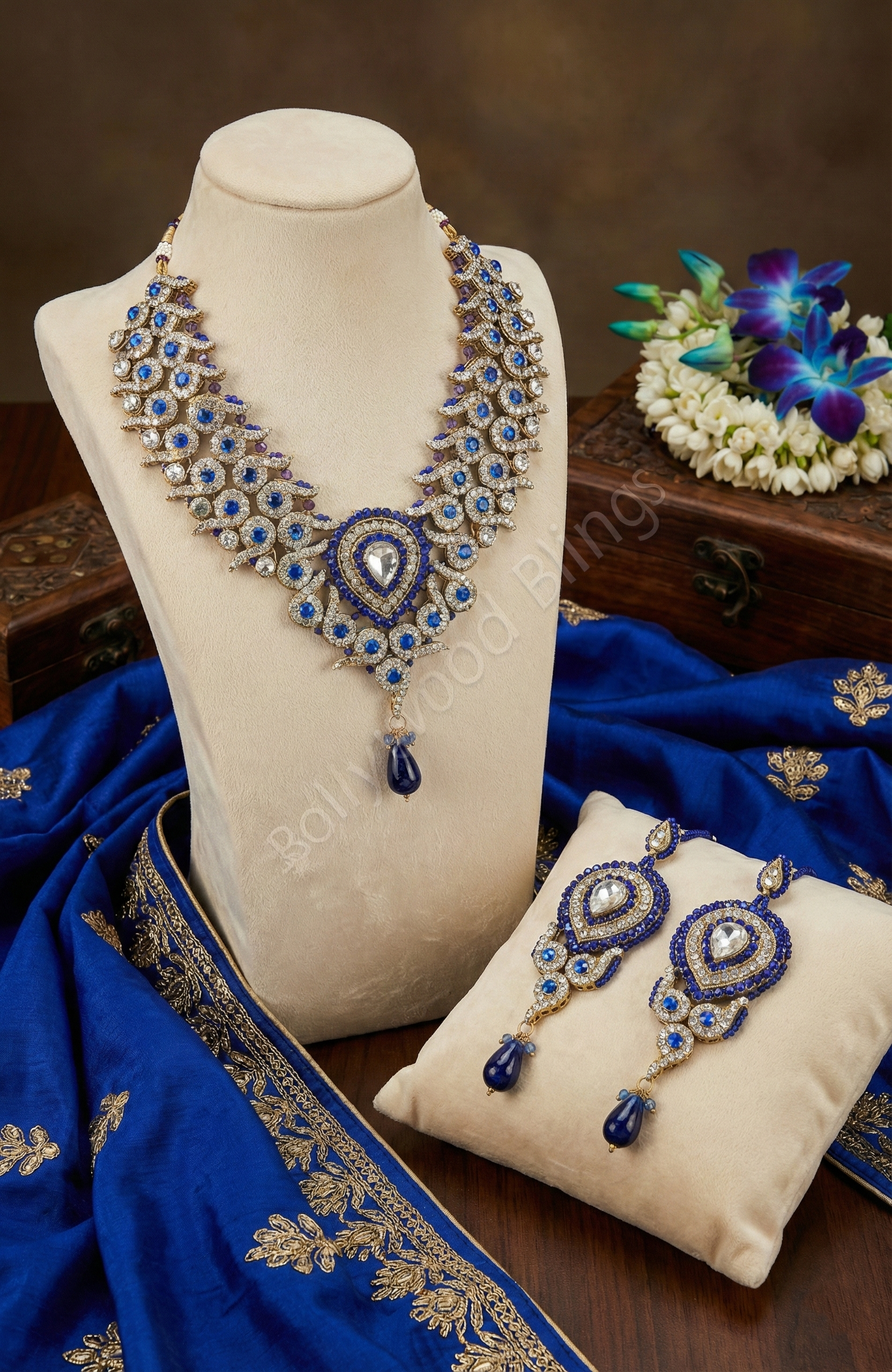 Royal Blue & Gold Necklace Set