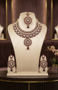 Elegant Ruby & Clear Stone Bridal Jewellery Set