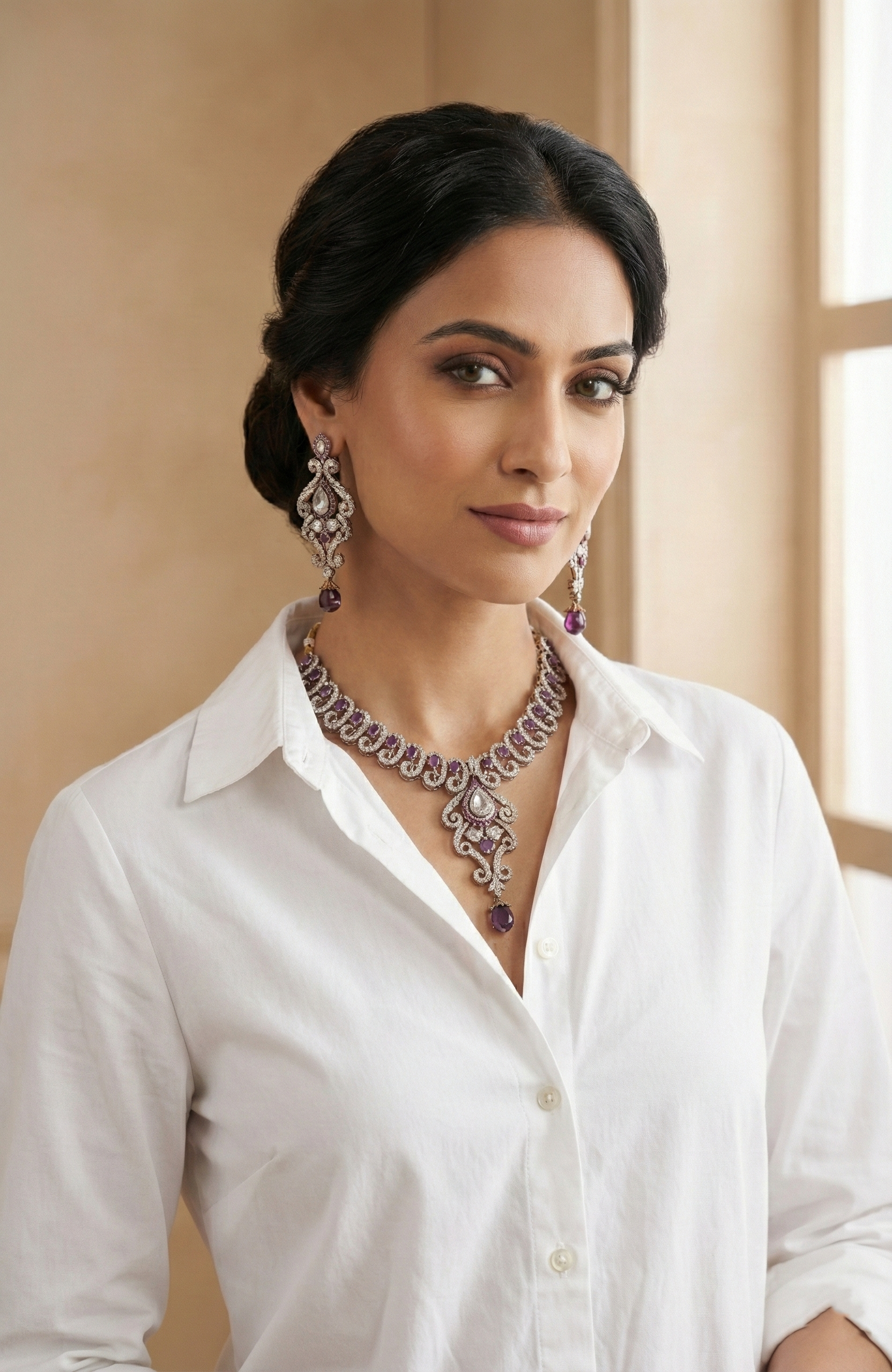 Antique Gold-Tone Necklace, Earrings & Maang Tikka Set