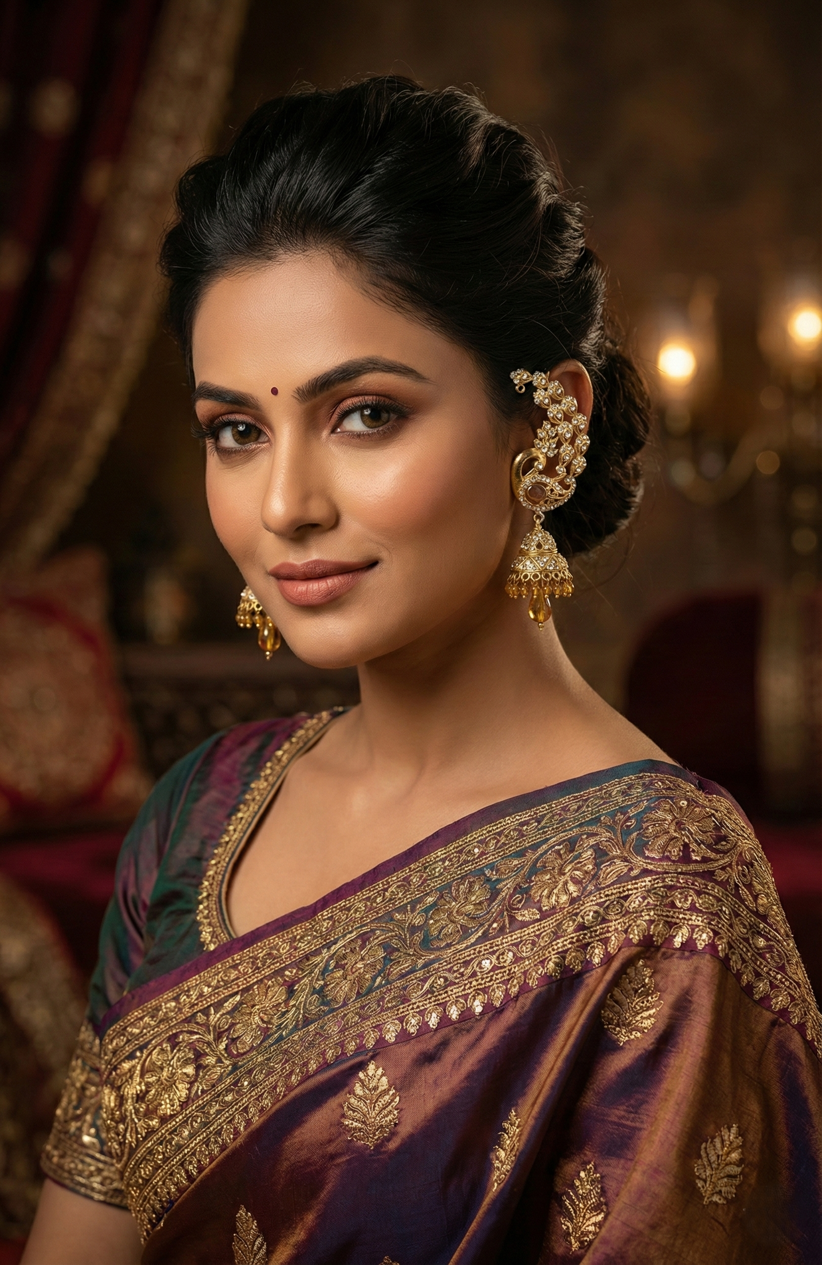 Peacock Jhumka Kaanphool Earrings