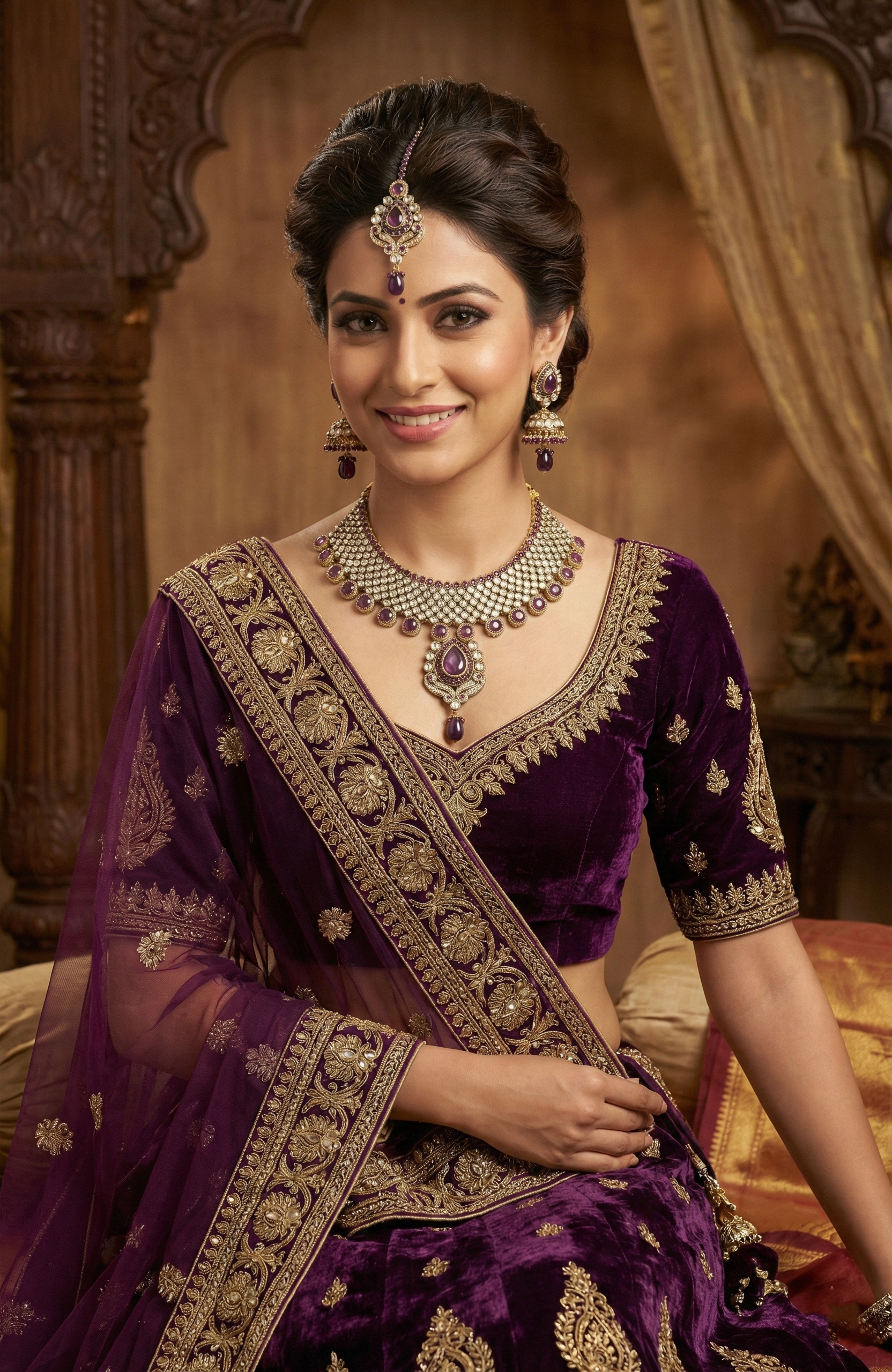 Purple Crystal Necklace Set