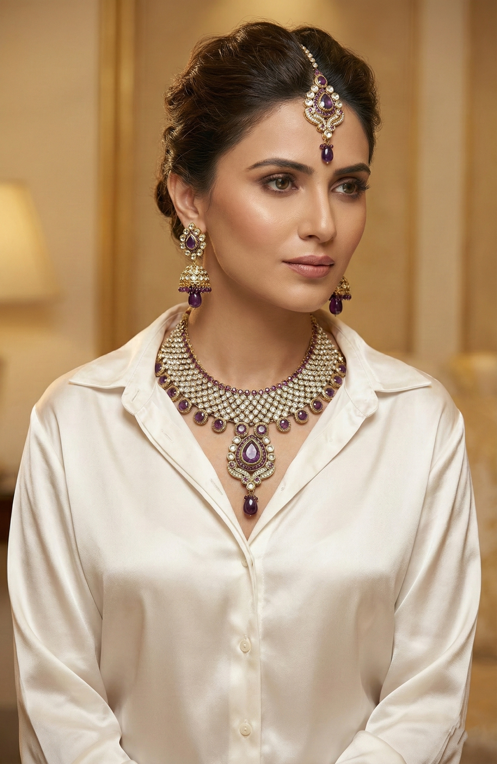 Purple Crystal Necklace Set