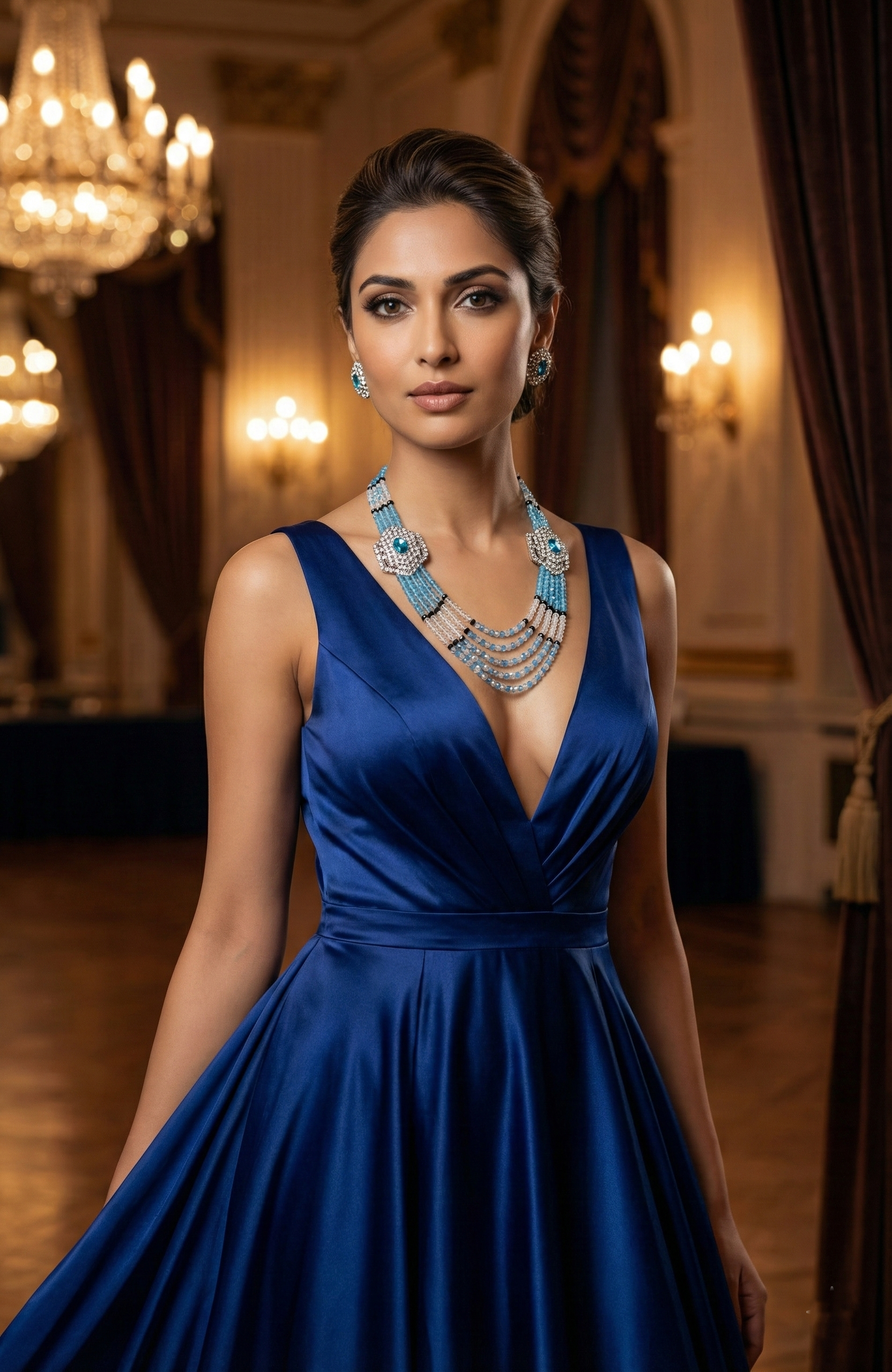 Blue & Crystal Rani Haar Jewellery Set