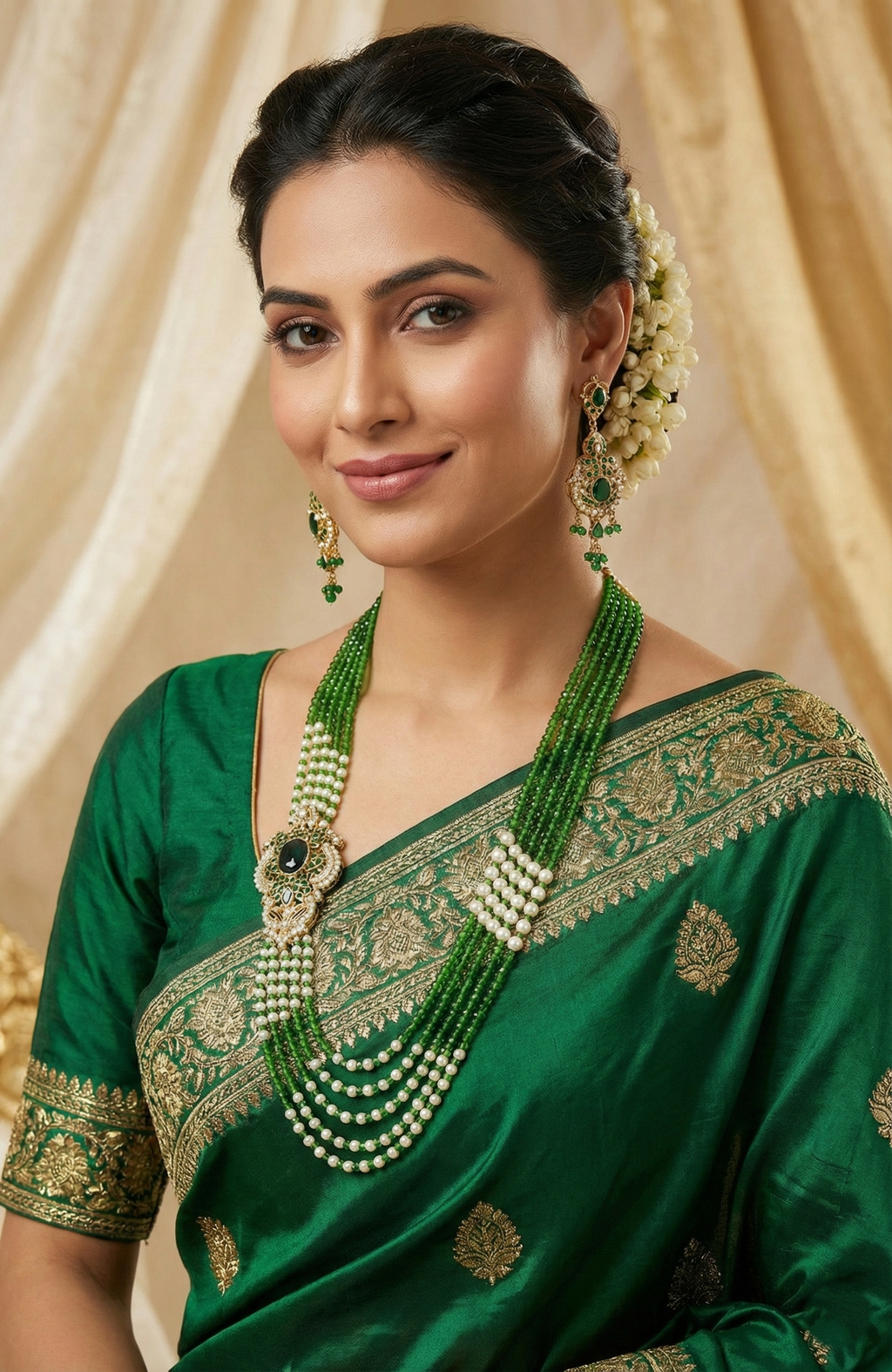 Green & Pearl Rani Haar Jewellery Set