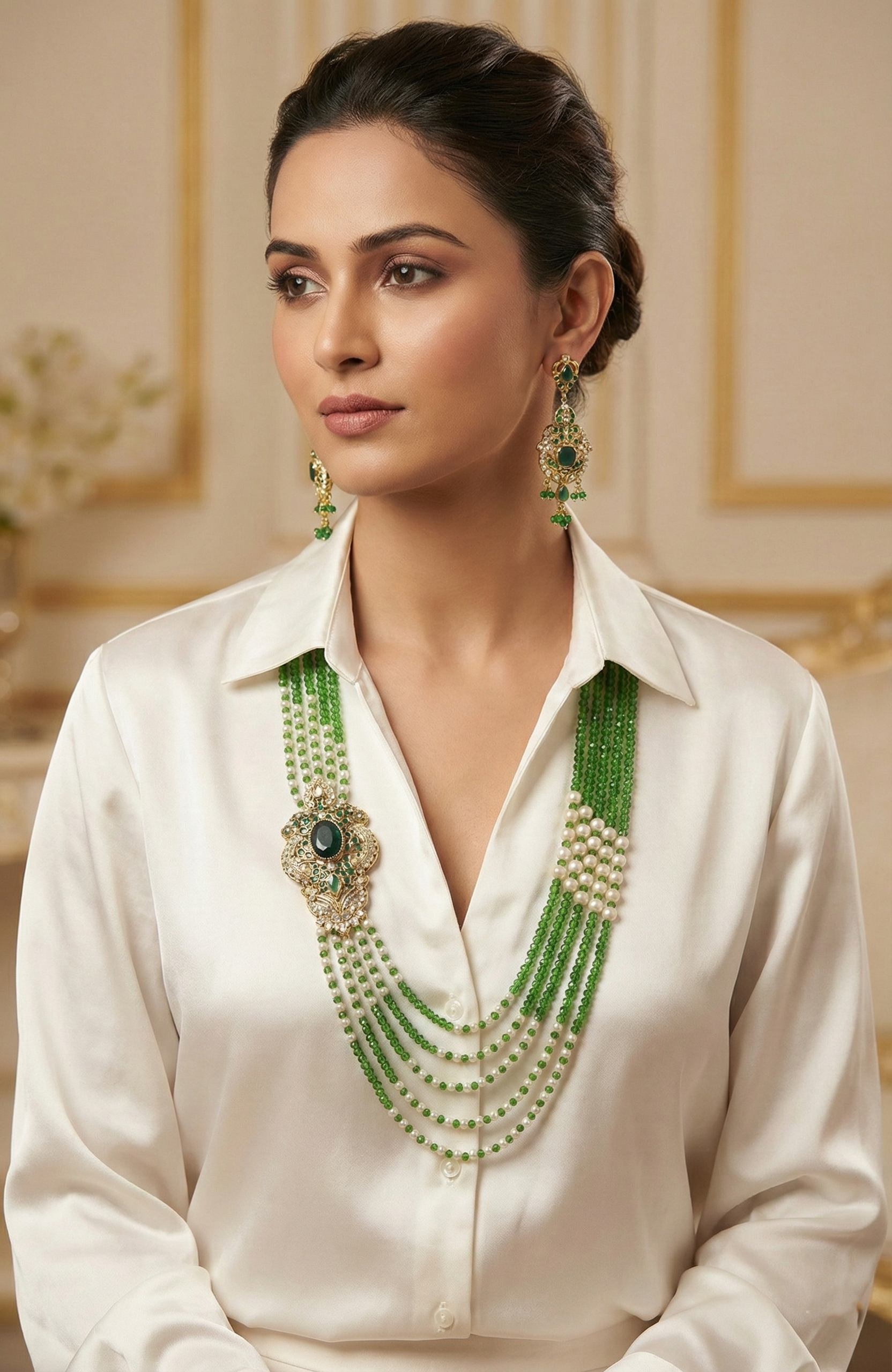 Green & Pearl Rani Haar Jewellery Set