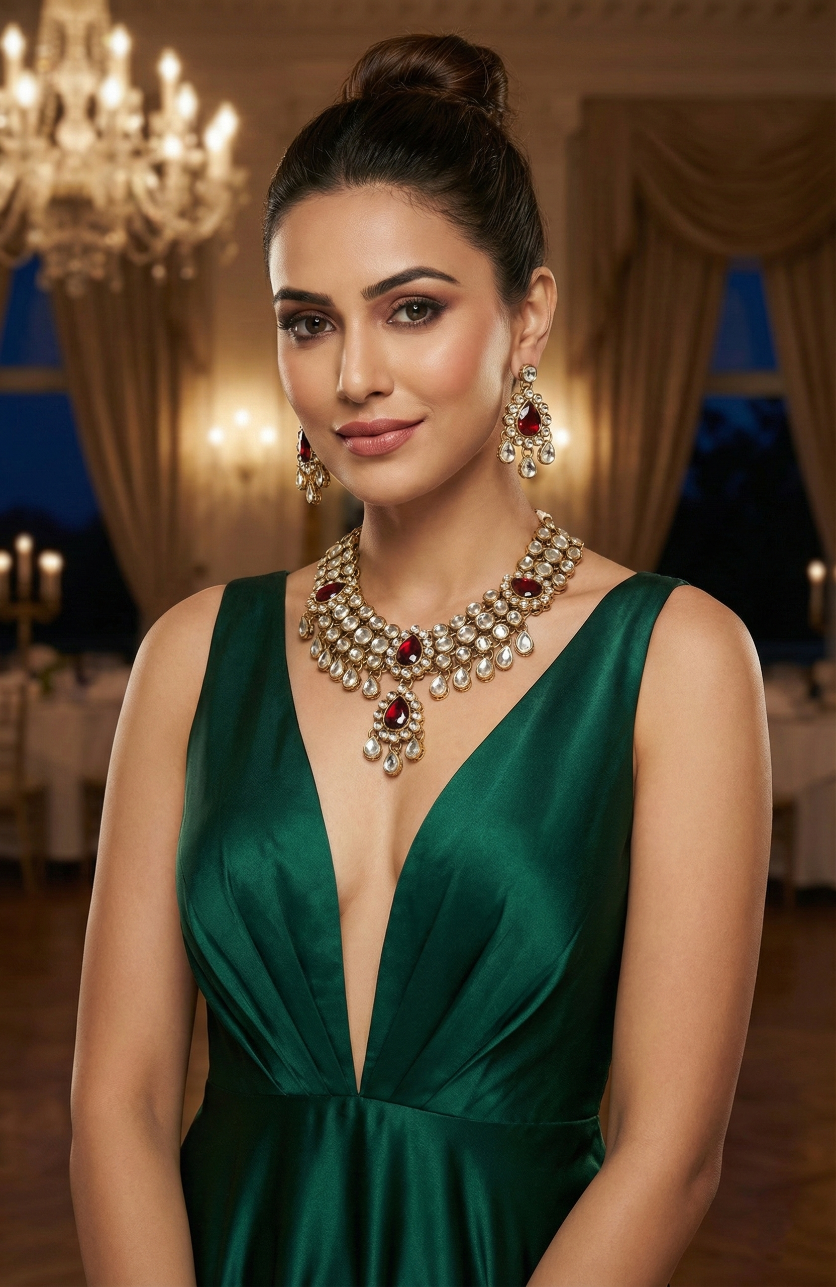 Kundan Necklace Set with Earrings and Maang Tikka