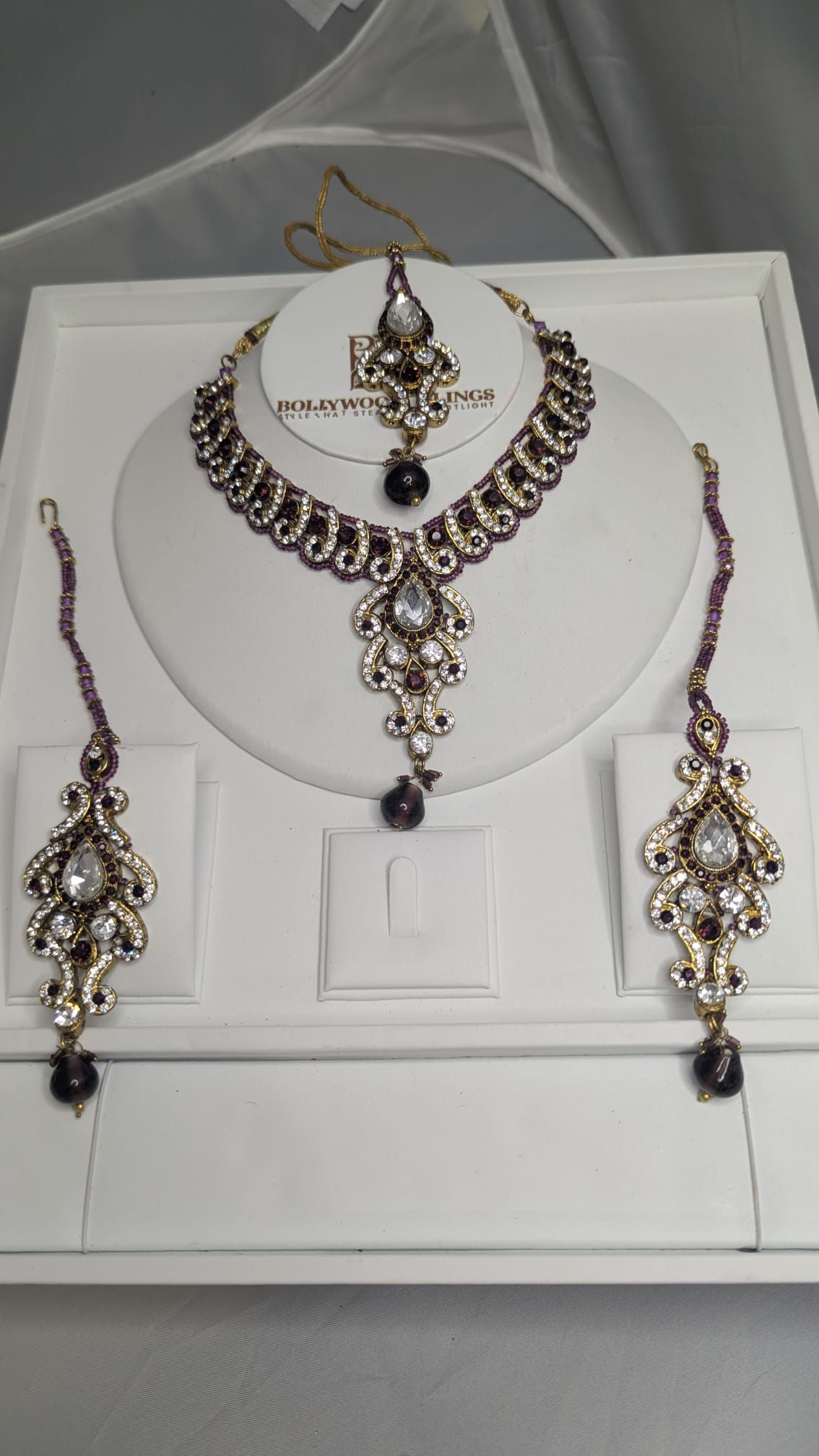 Antique Gold-Tone Necklace, Earrings & Maang Tikka Set