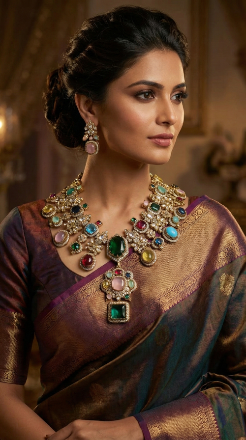 Regal Multicolour Heritage Statement Necklace Set