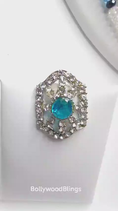 Blue & Crystal Rani Haar Jewellery Set